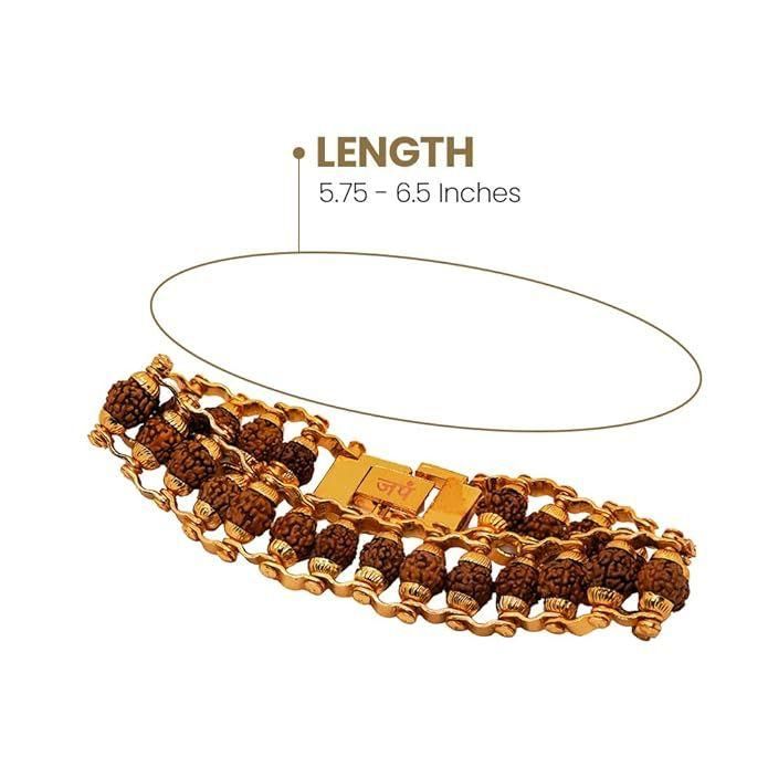 Genuine Paanch Mukhi Rudraksha Bracelet With Gold Plating.