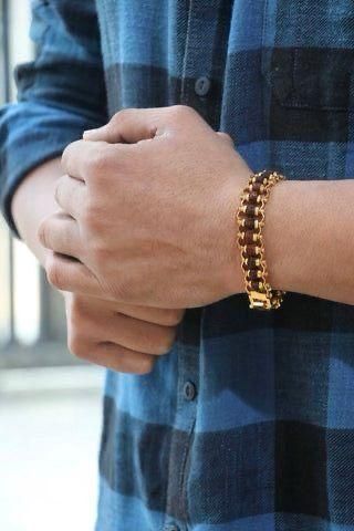 Genuine Paanch Mukhi Rudraksha Bracelet With Gold Plating.