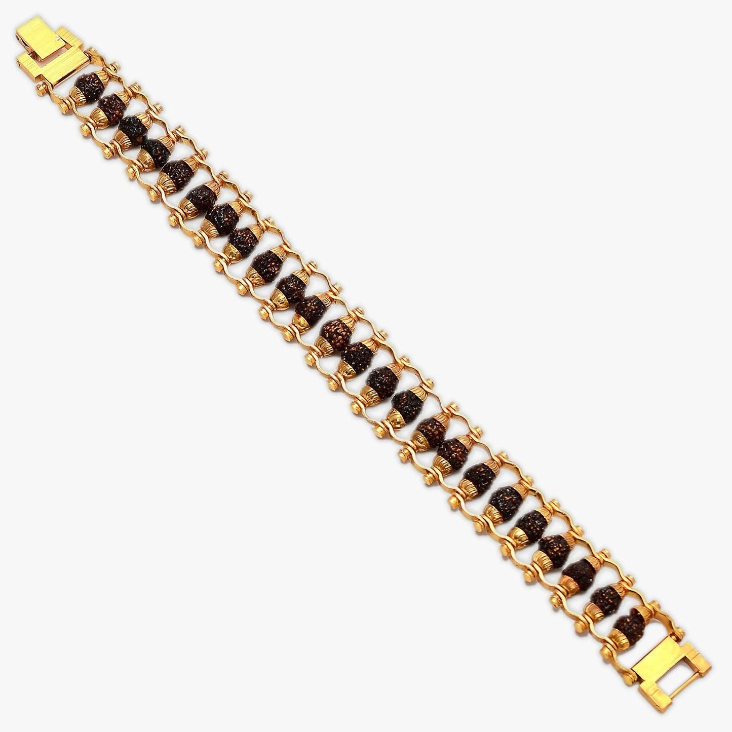 Genuine Paanch Mukhi Rudraksha Bracelet With Gold Plating.