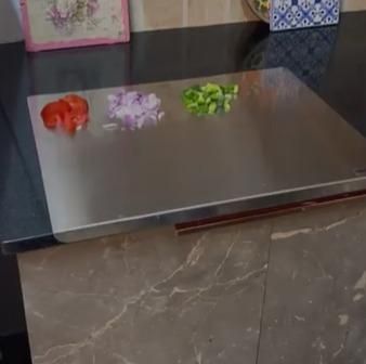 Premium Heavy Duty Stainless Steel Chopping Board for Kitchen | Large Chopping Board with Lip for Kitchen | Non Slip