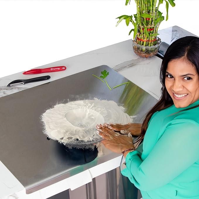 Premium Heavy Duty Stainless Steel Chopping Board for Kitchen | Large Chopping Board with Lip for Kitchen | Non Slip